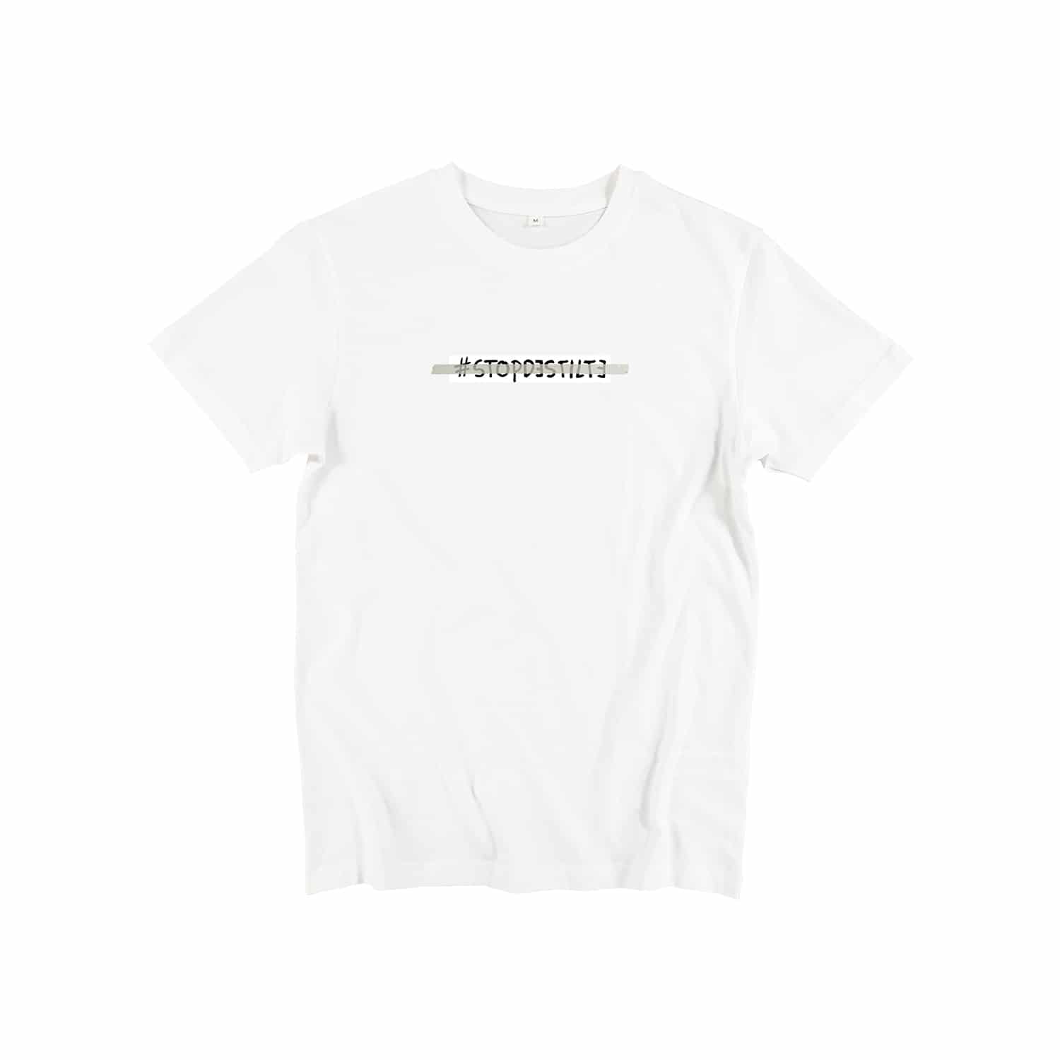 T-shirt - #stopdestilte – wit